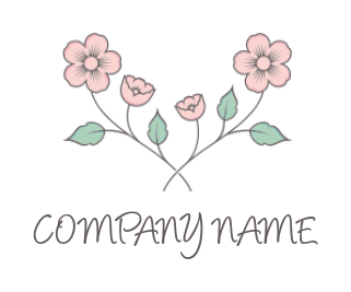 beauty logo stems of flowers with leaves