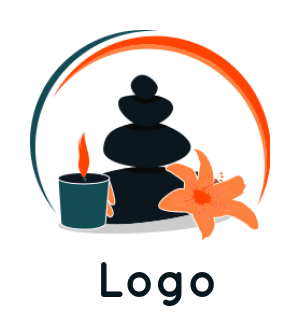 spa logo stone with flower and candle