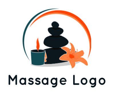 spa logo stone with flower and candle