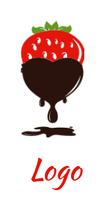 food logo maker strawberry with drippy splash heart 