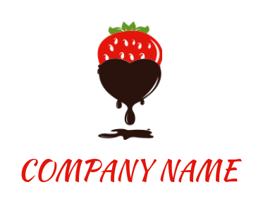 food logo maker strawberry with drippy splash heart 