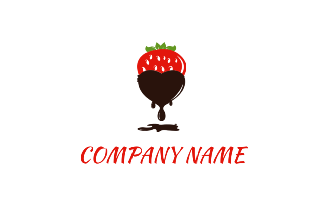 food logo maker strawberry with drippy splash heart 