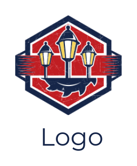 engineering logo symbol street lamps with gear in hexagon emblem 