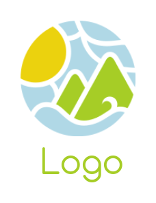 Travel logo sun mountain clouds mosaic