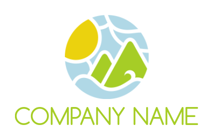 Travel logo sun mountain clouds mosaic