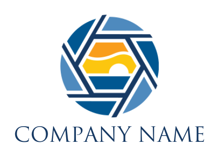 make a sun sea in camera shutter form hexagon