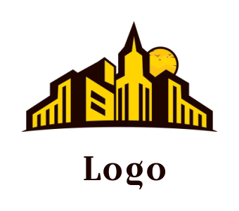 make a real estate logo sun behind the buildings