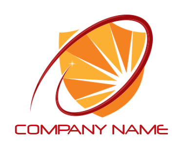 make an insurance logo sun rays in shield swoosh