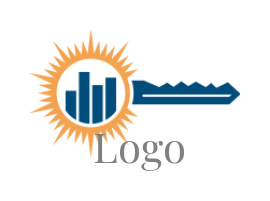 Design a of sun rise with key with finance bars