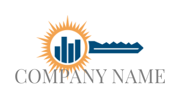 Design a logo of sun rise with key with finance bars