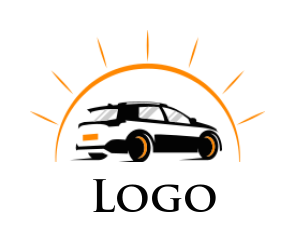 make an auto logo sun with car