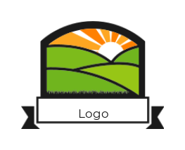 landscape logo illustration of sunrise in lawn