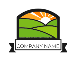 landscape logo illustration of sunrise in lawn