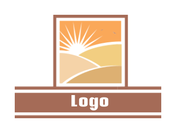 energy logo sunrise on dessert and sand dunes
