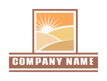 energy logo sunrise on dessert and sand dunes