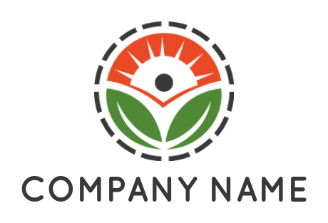 agriculture logo icon sunrise over leaves in circle - logodesign.net