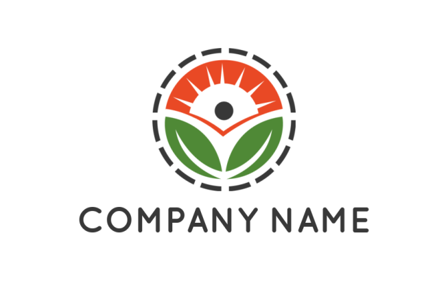 agriculture logo icon sunrise over leaves in circle - logodesign.net