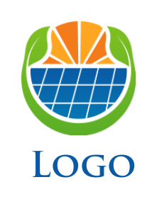 energy logo sunrise with solar in swoosh leaves