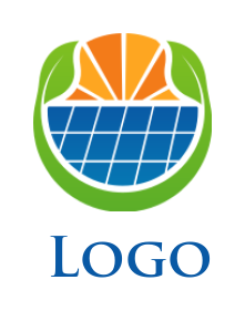 energy logo icon sunrise with solar in swoosh of leaves - logodesign.net