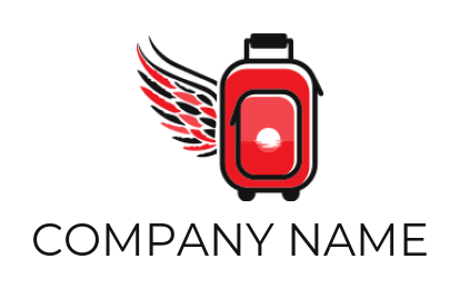 travel logo icon sunset in luggage with wings - logodesign.net