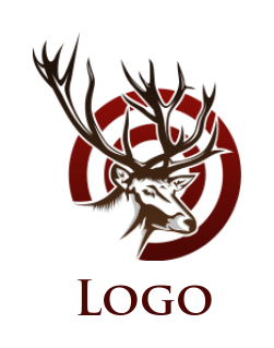 hunting logo deer in front of target icon