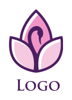 generate a spa logo swan inside lotus petals