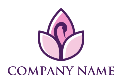 generate a spa logo swan inside lotus petals