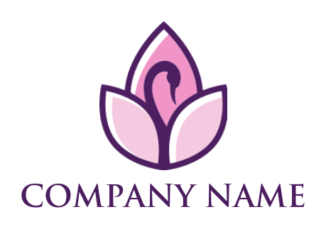 generate a spa logo swan inside lotus petals