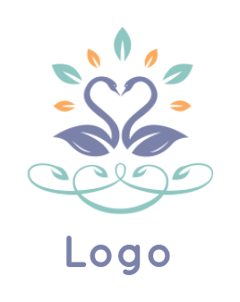 pet logo swans making heart shape with leaves