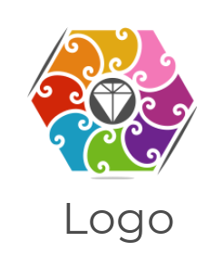gemstones logo swirls around diamond in hexagon