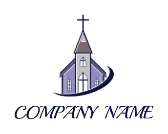 design a religious logo swoosh around church with cross - logodesign.net