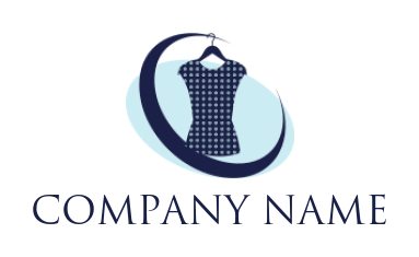 Design an apparel logo of swoosh around blouse on hanger