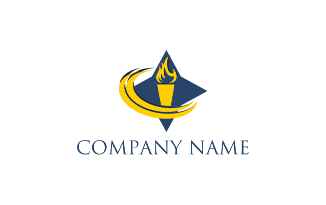 consulting logo swoosh around flaming torch in star