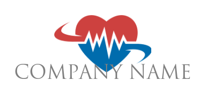 swoosh around heart with ECG graph logo maker