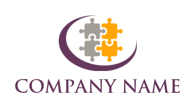 design an employment logo swoosh around jigsaw puzzle pieces 