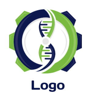 engineering logo icon swoosh DNA inside gear