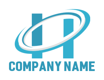 Letter H logo template with swoosh