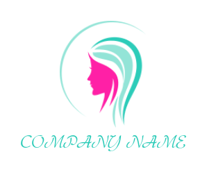 make a beauty logo swoosh over girl side profile with hair - logodesign.net