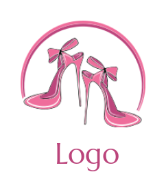design an apparel logo swoosh over heel shoes with ribbons 