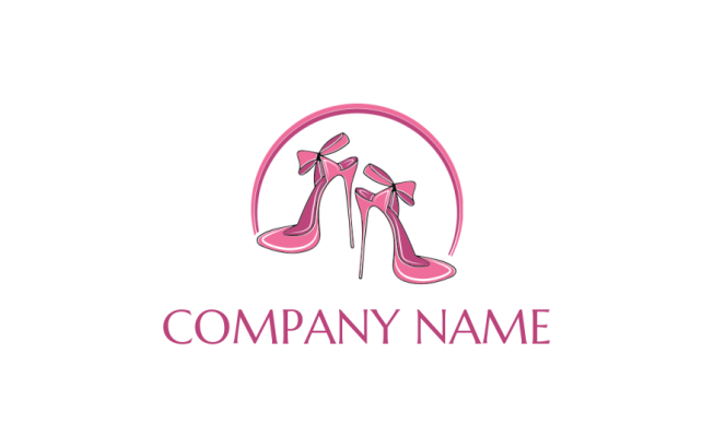 design an apparel logo swoosh over heel shoes with ribbons 