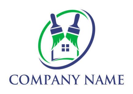 home improvement logo paint brush in roof