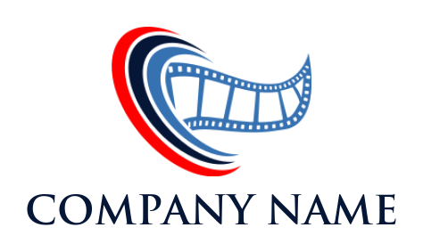 media logo icon swooshes around film reel