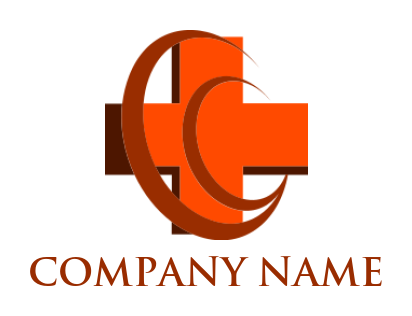 medical logo symbol crescent around orange cross - logodesign.net