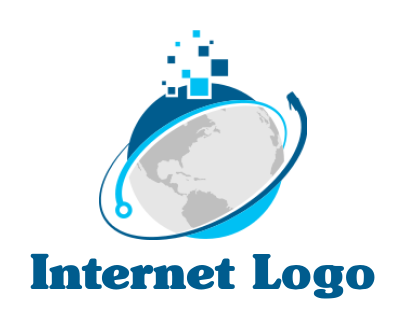 IT logo with swooshes around globe with pixel