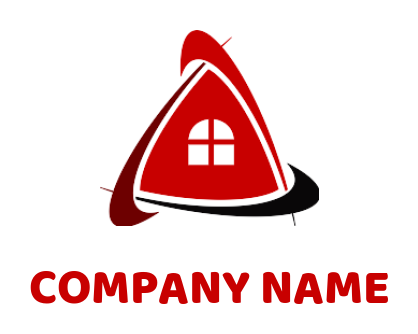 real estate logo swooshes forming triangle