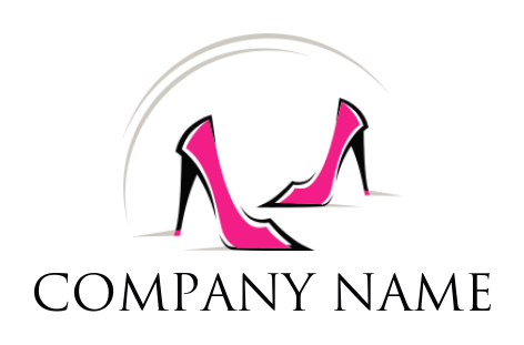 fashion logo template swooshes over high heel shoes