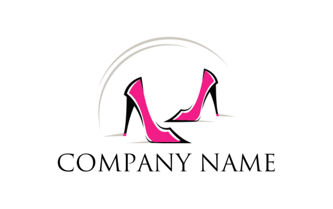 fashion logo template swooshes over high heel shoes