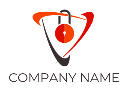 generate an insurance logo swooshes with hanging padlock - logodesign.net