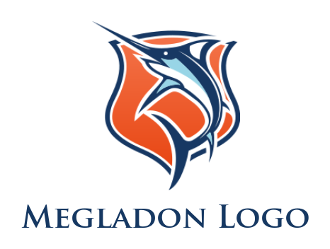 animal logo template sword fish inside shield