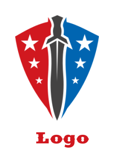 security logo of sword inside shield with star